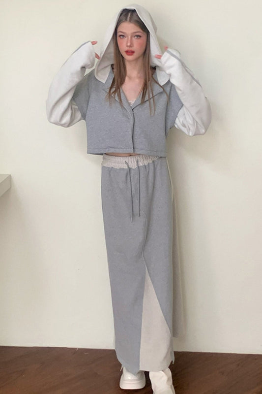 SAKA ICELAND HOODED SWEATSHIRT SKIRT SET-UP