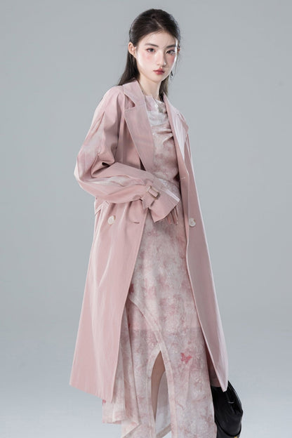 Transcendent Pink Patchwork Trench Coat