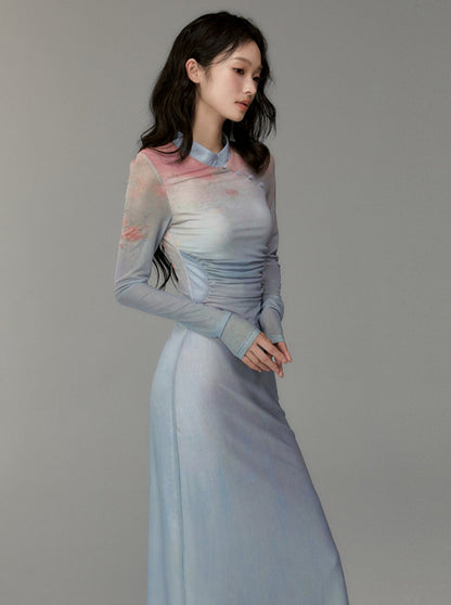 Chinese long-sleeved dress