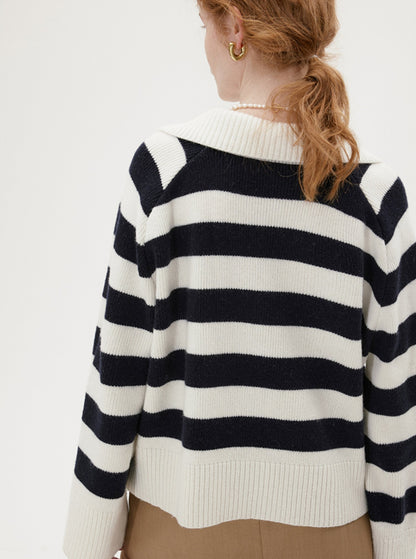 Deep V-Lapel Slit Wool Sweater