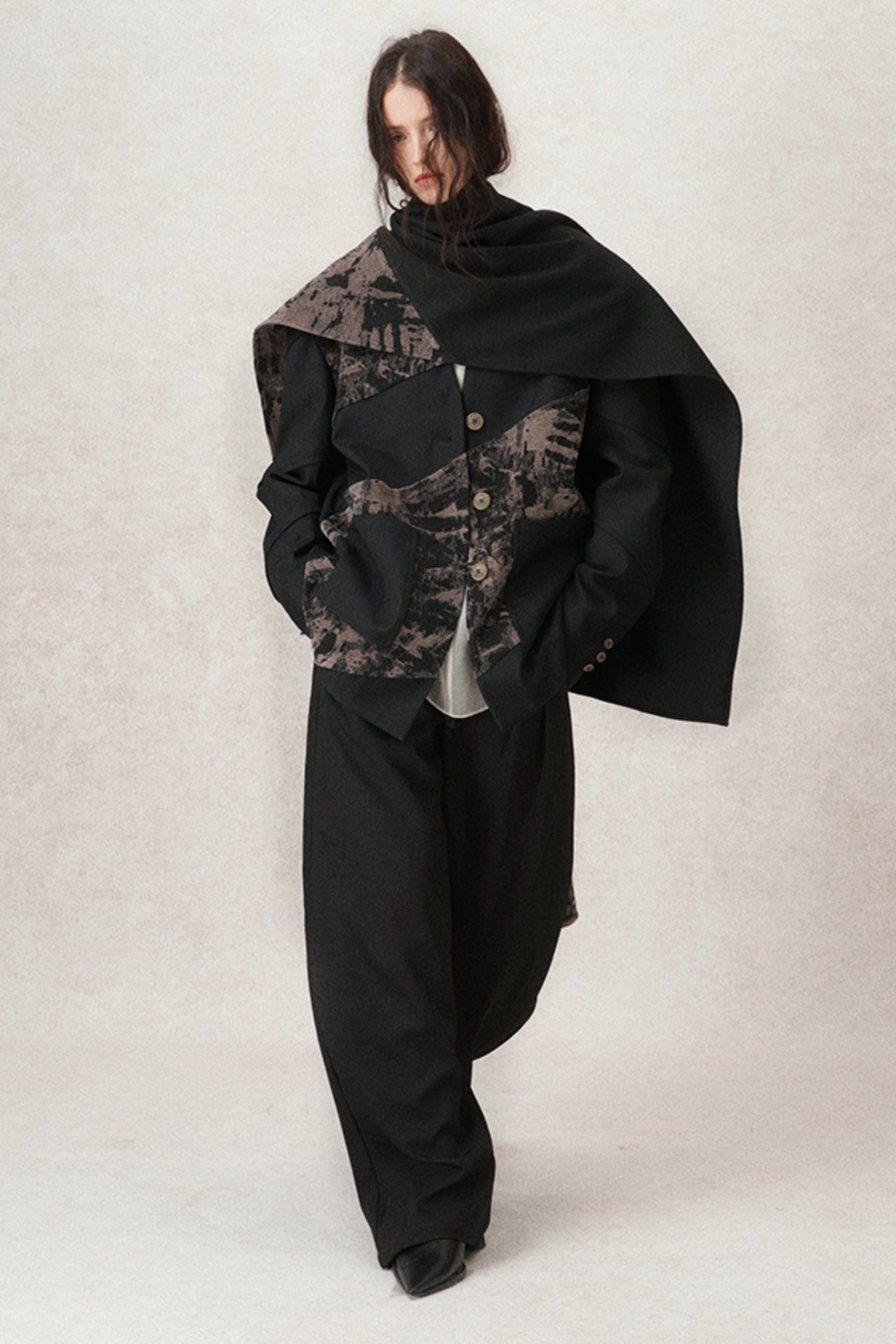 Loose Fit Structured Velvet Jacket