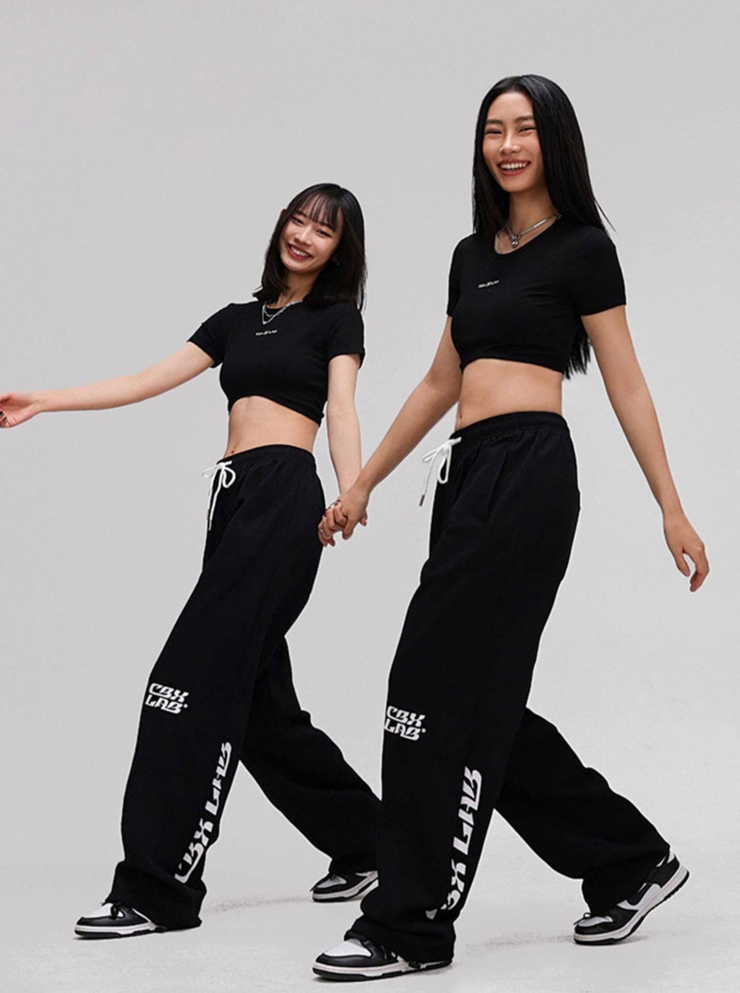 Hip-Hop Trendy Black Stitched Pants