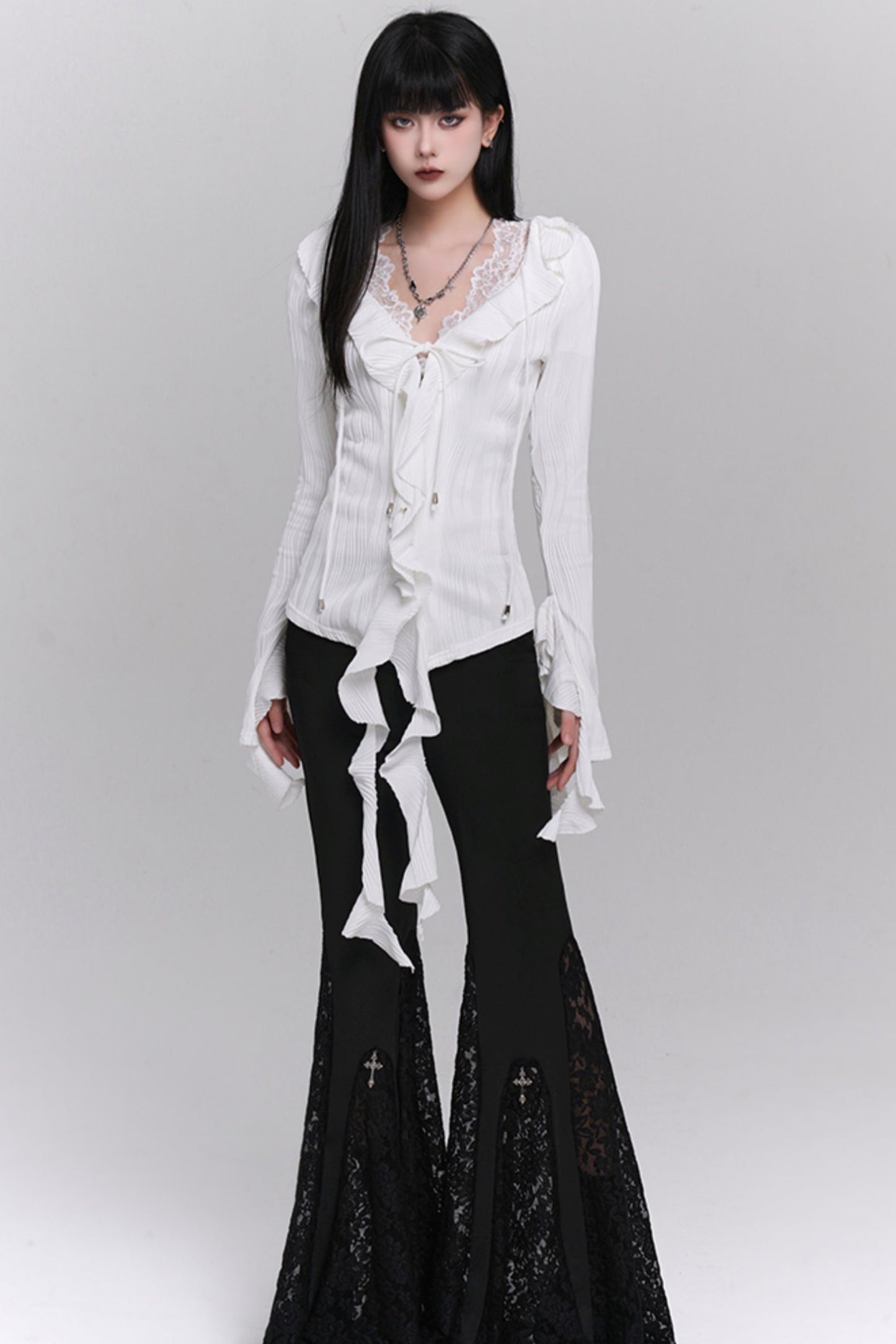 Ghost Girl Korean White Shirt Design Top