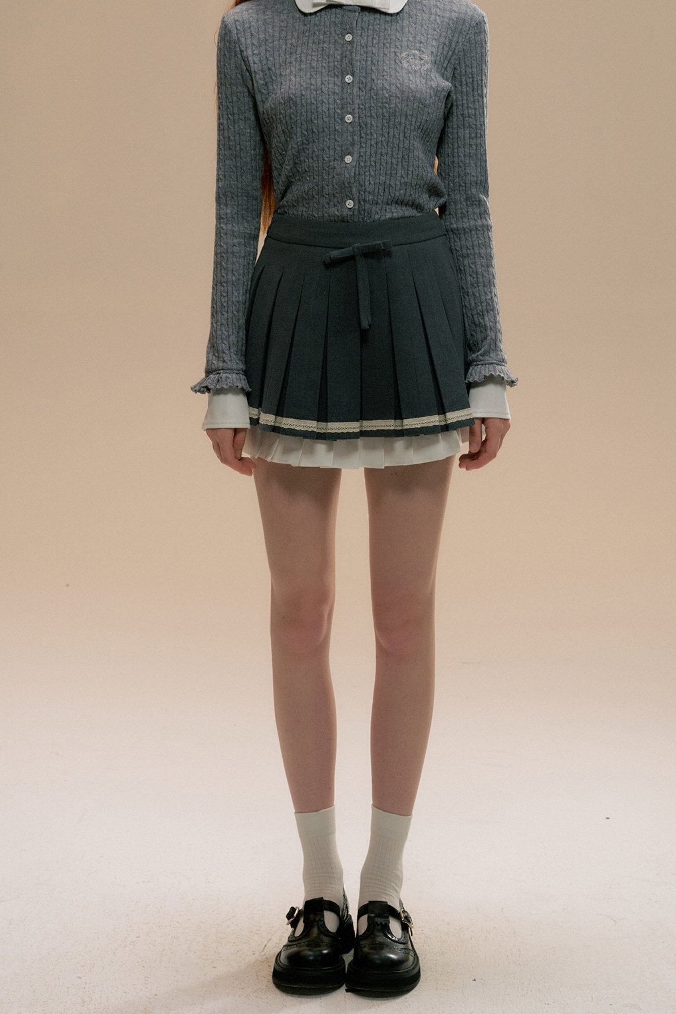 Gray Three-dimensional Girl PLEATED SKIRT