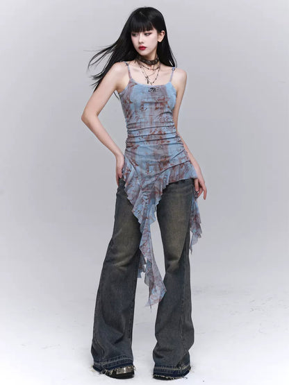 Ghost Girl LadyGhost American Bootcut Jeans Women's 2024 New Music Festival Wear Hot Girl Style