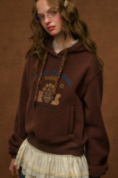 Embroidered Wool Pullover Hoodie