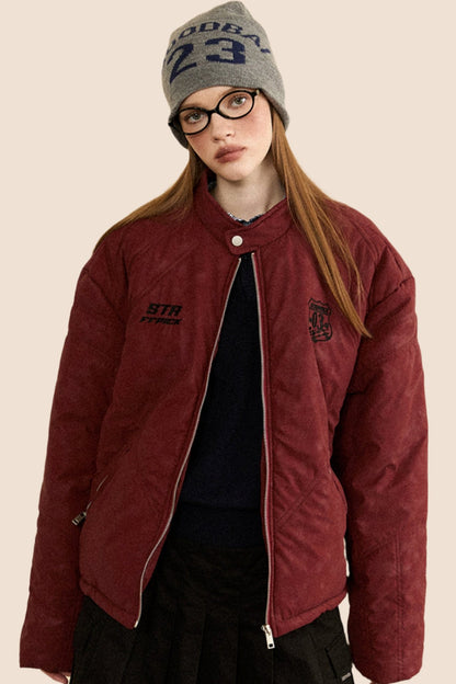 EZEK American retro padded jacket women's autumn and winter new short national tide stand-up collar padded jacket jacket