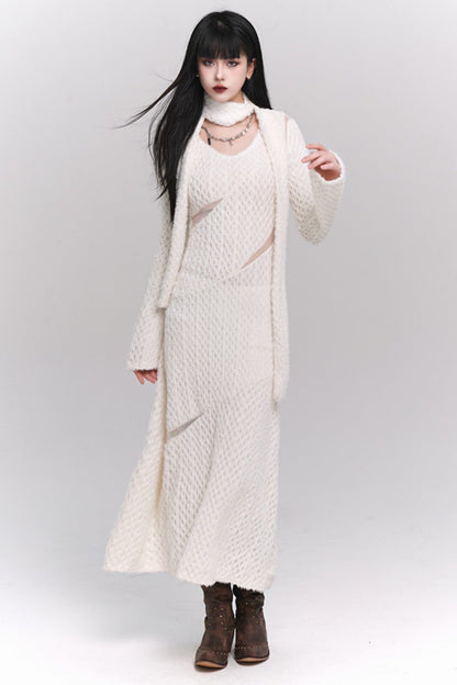 Ghost Girl White Long-sleeved Dress Autumn and Winter Hot Girls Pure Lust Style, High-end Wear, Korean Atmosphere, Early Autumn