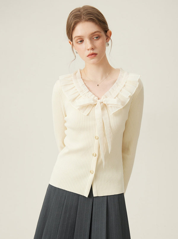 French Lace Patchwork Knitwear Top