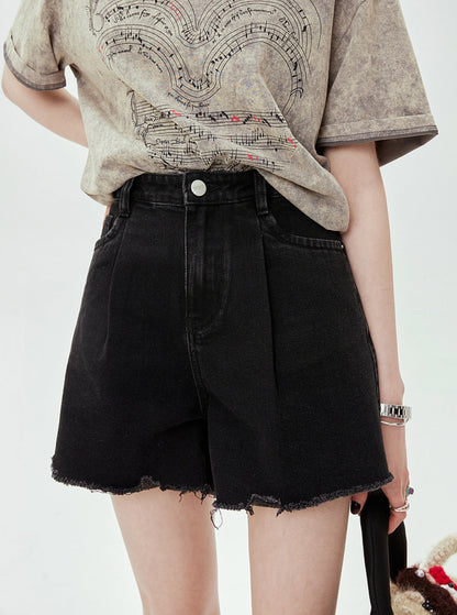 Wide-Legged Denim Shorts Pants