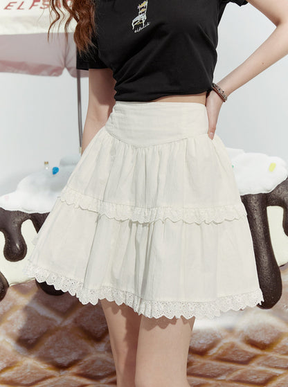 Little Cream Cake Lace Skirt