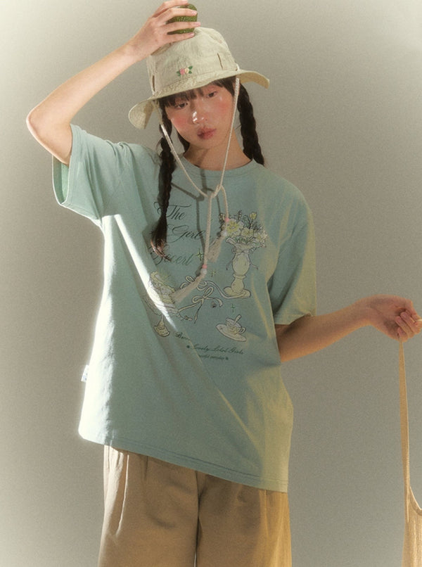 French White Monogram Print T-Shirt