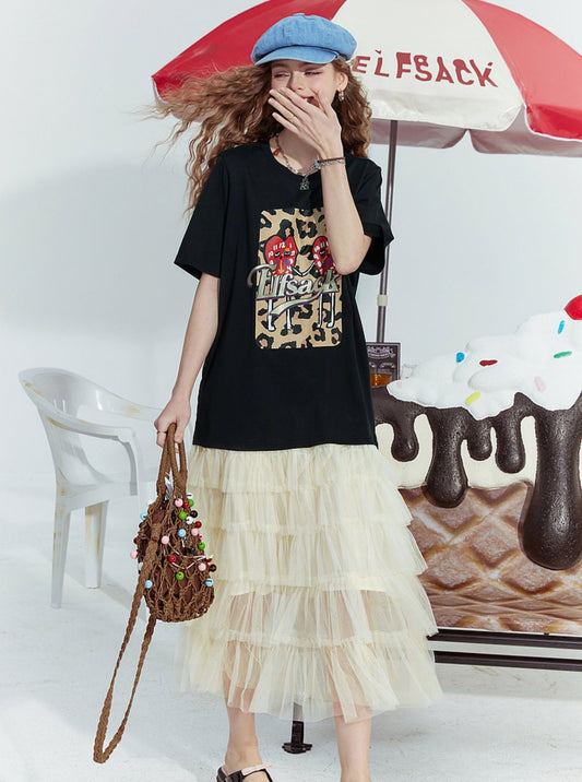 Patchwork Black T-Shirt Dress