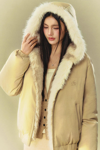 Plush Hooded Cotton Jacket