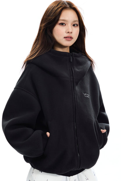 Loose Fit Zipper Fleece Jacket