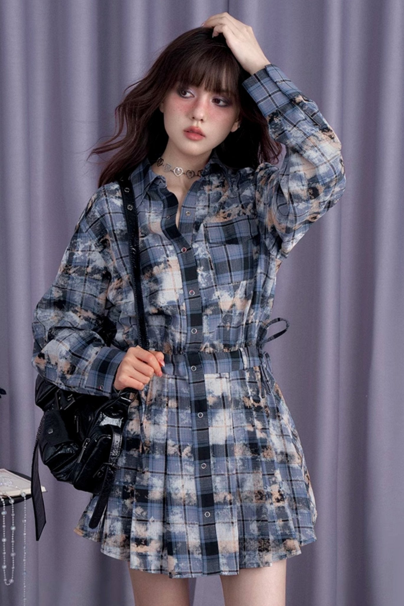 SagiDolls Girl Fighting Spirit Stacks King! Sweet cool babes street casual burnt print shirt dresses