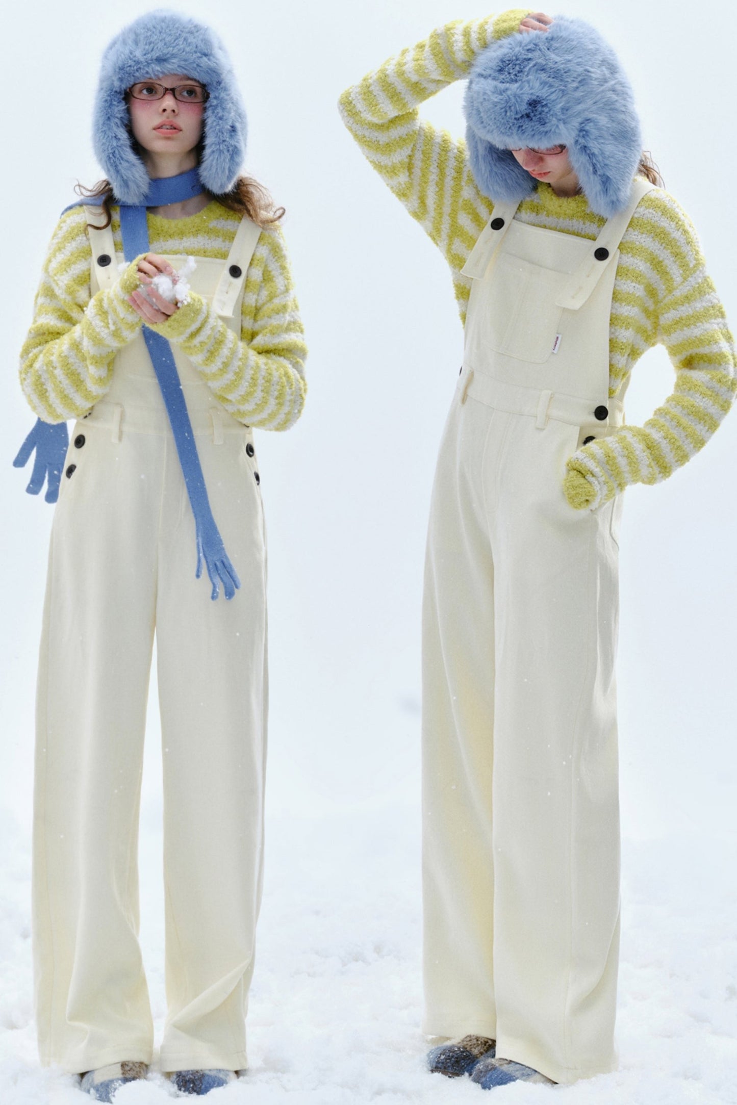 Solid Color Soft Heart Overalls Pants