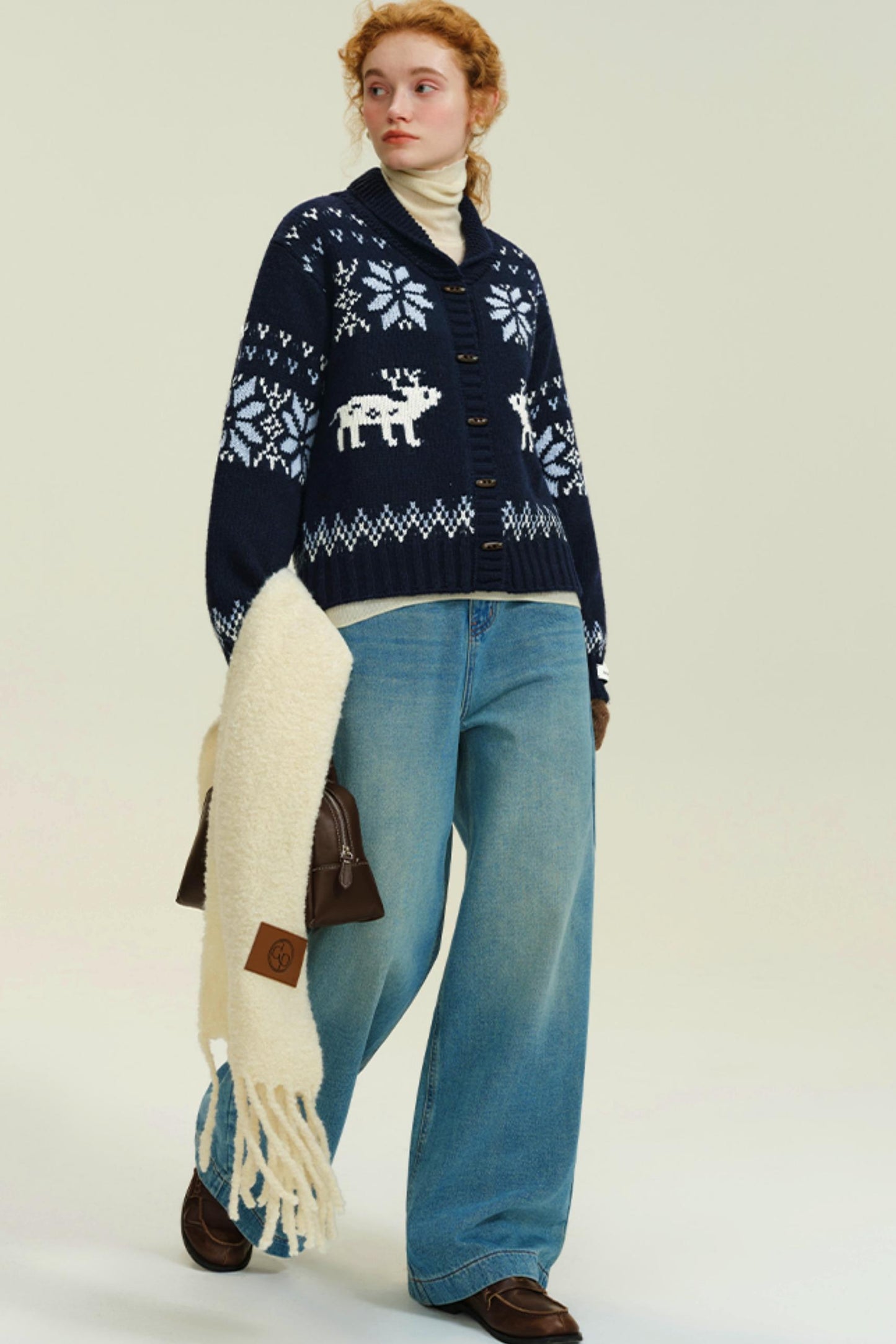 Snowflake Deer Wool Cardigan