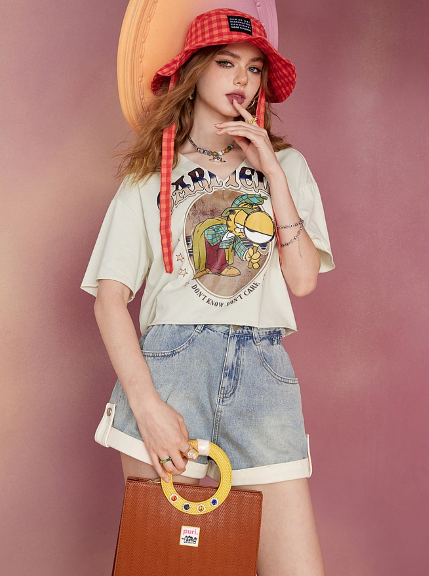 Retro Cartoon Print Short Sleeve Shirt