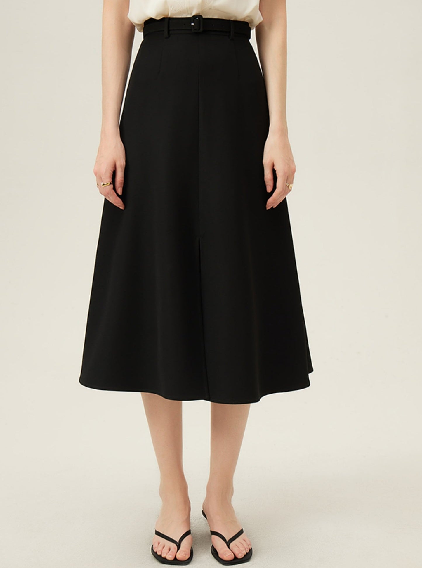 High Waist Commuter A-line Slit Skirt