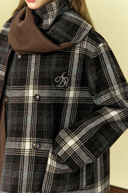 Versatile Checked Woolen Jacket