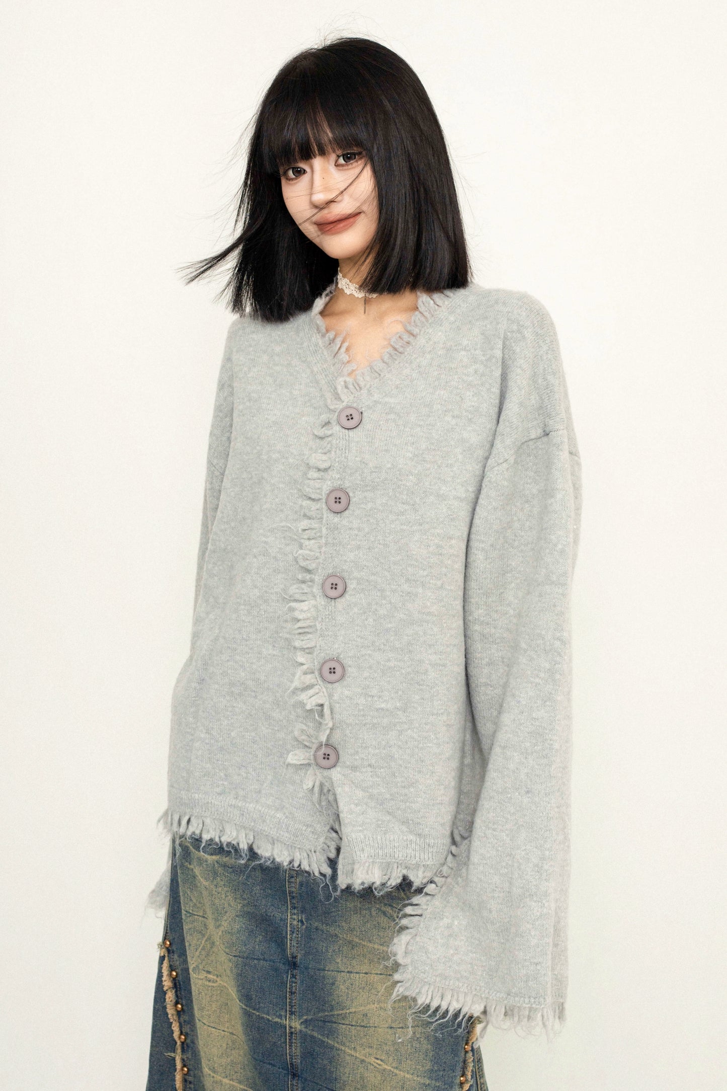 OCTTFLAB Autumn and Winter Lazy Tassel Loose Simple Sweater Women's 2024 New Atmosphere Slim Knitwear