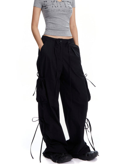 Low-Rise Drawstring Cargo Pants