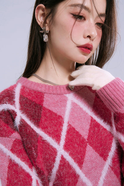 Cranberry Red Quilted Wool Sweater