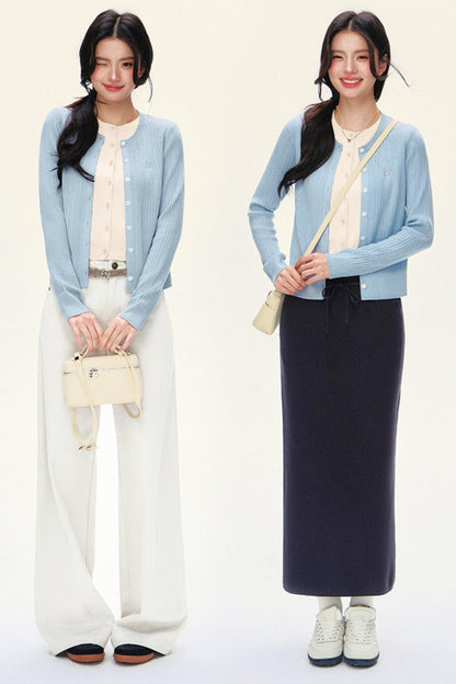 Double-Layer Slim Knit Cardigan