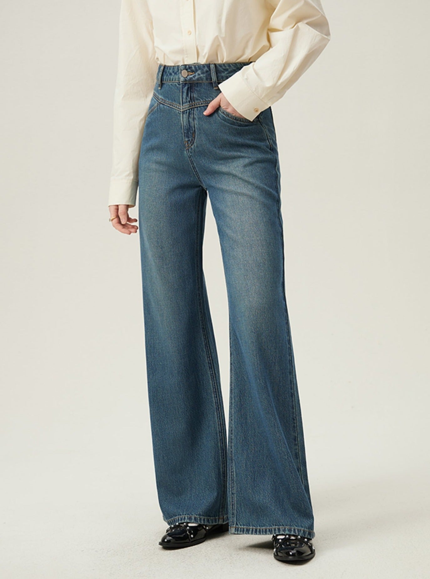 American Retro Straight Waist Straight Pants