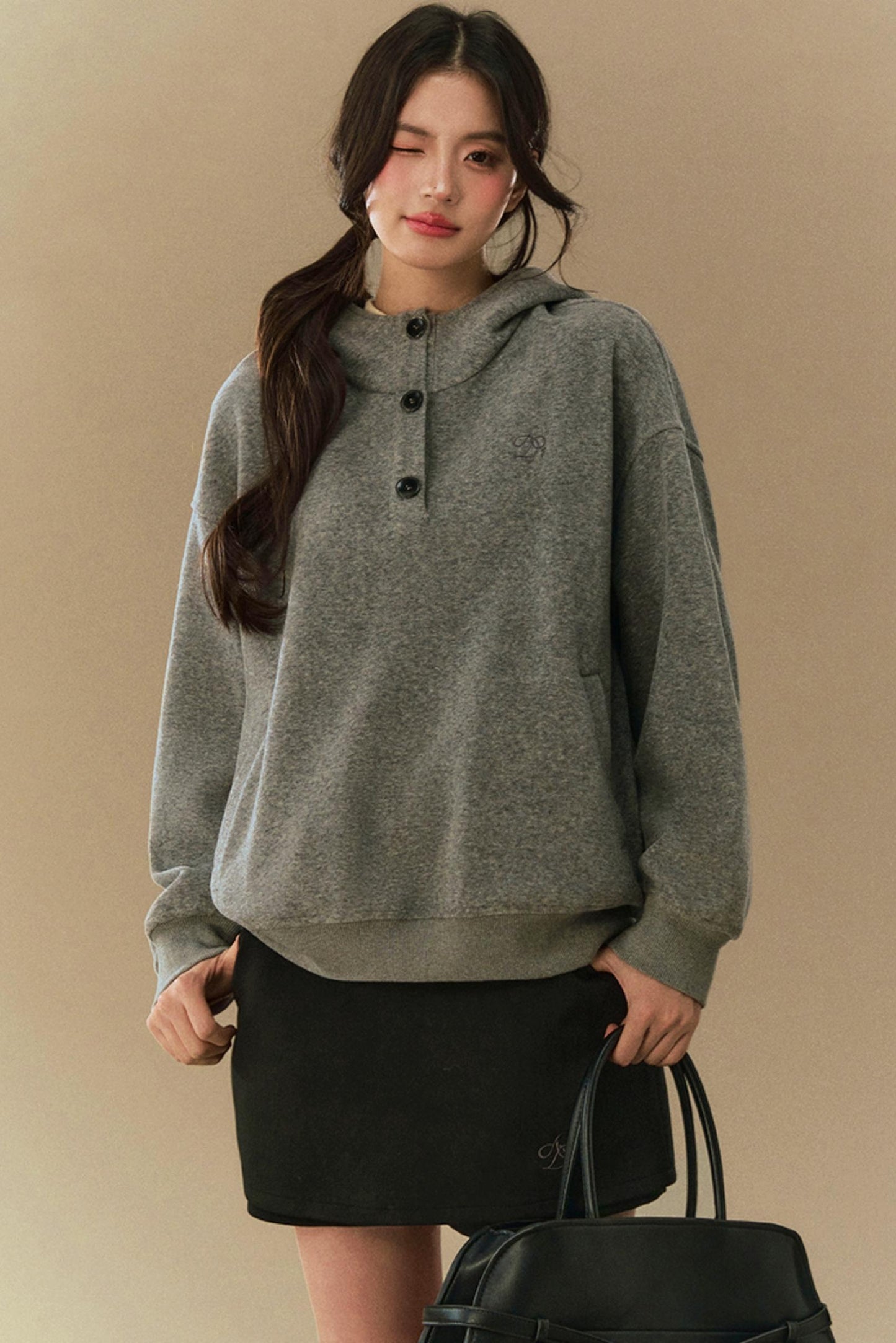 Loose Hooded Pullover Sweater 