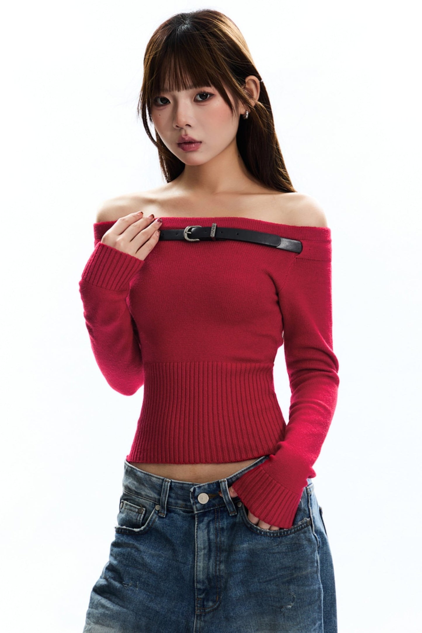 Premium Detachable Belt Sweater Top