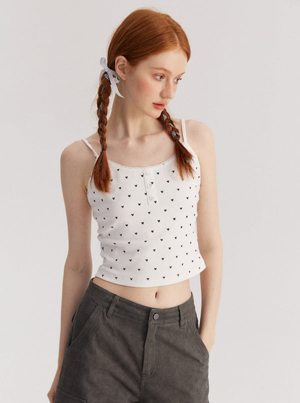 Bow Print Long Sleeve Suspender Set