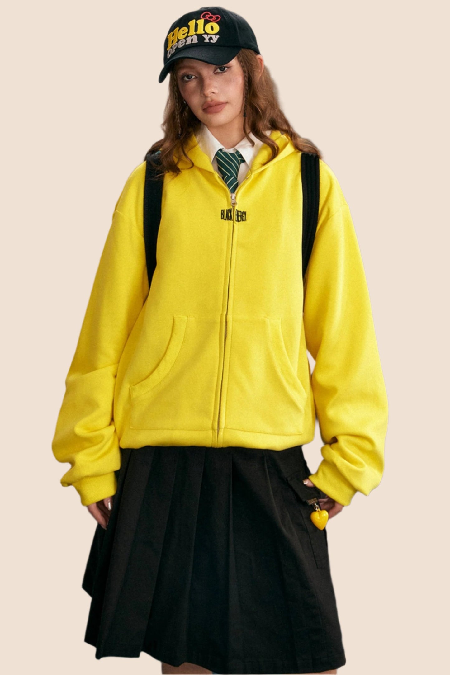 Dopamine Yellow Zipper Sweatshirt Jacket