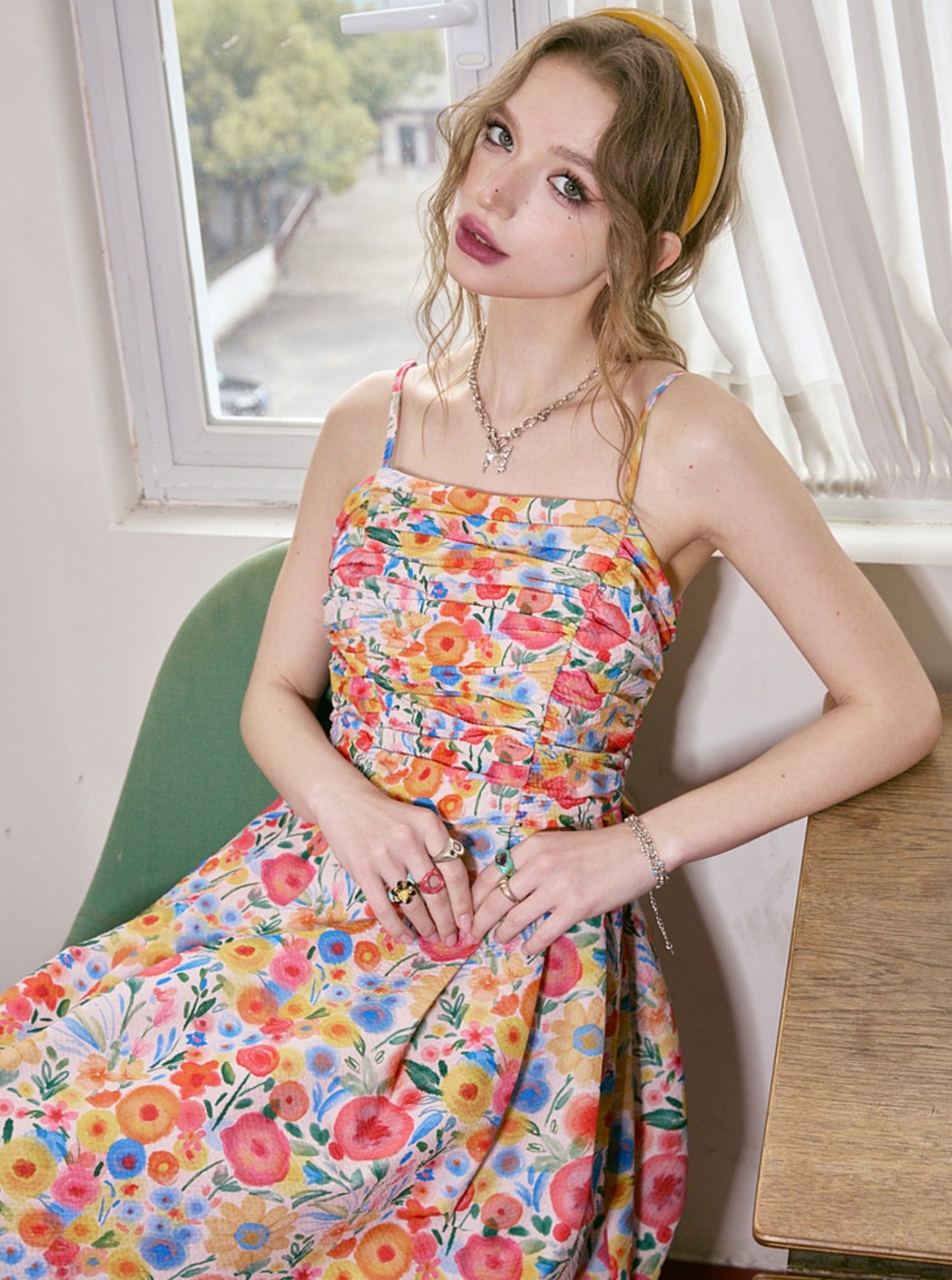 Resort Floral Print Suspenders Dress