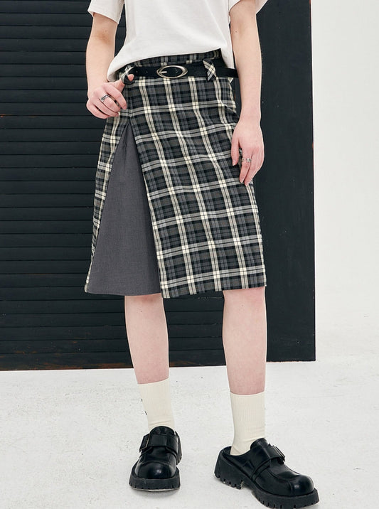 Gray Plaid A-Line Skirt