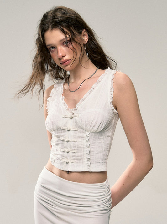 Chinese Disc Buckle Camisole Female Top