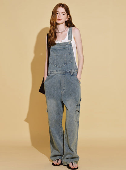 Loose Denim Bib Pants