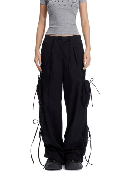 Low-Rise Drawstring Cargo Pants