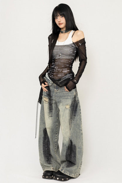 American Retro Loose Wide-Leg Jeans