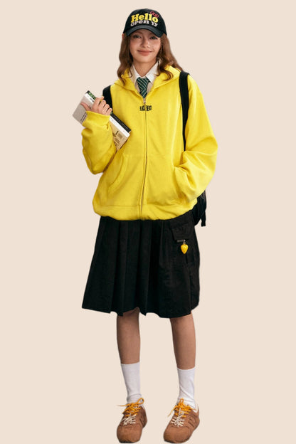 Dopamine Yellow Zipper Sweatshirt Jacket