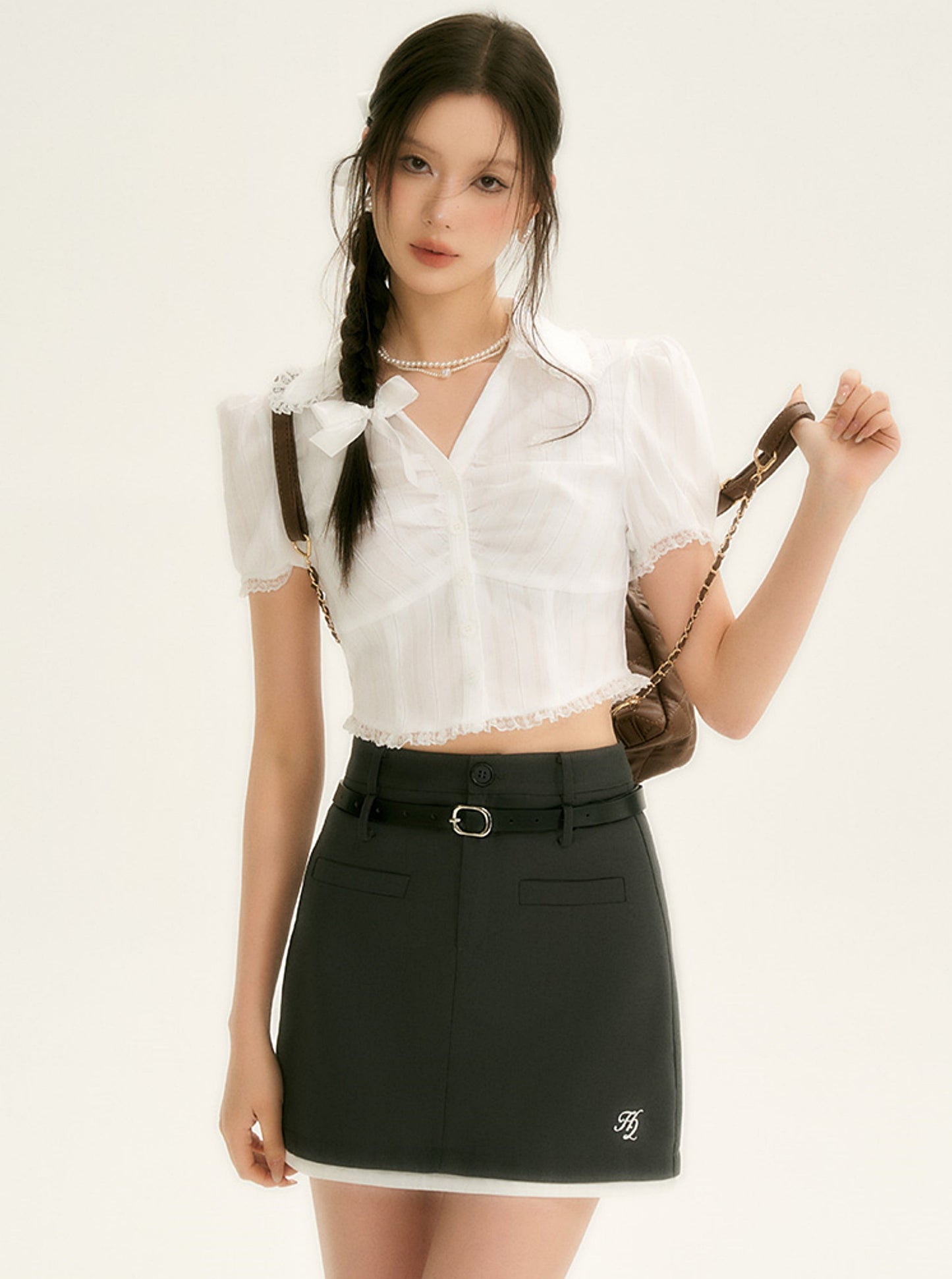 Original design waist embroidered skirt