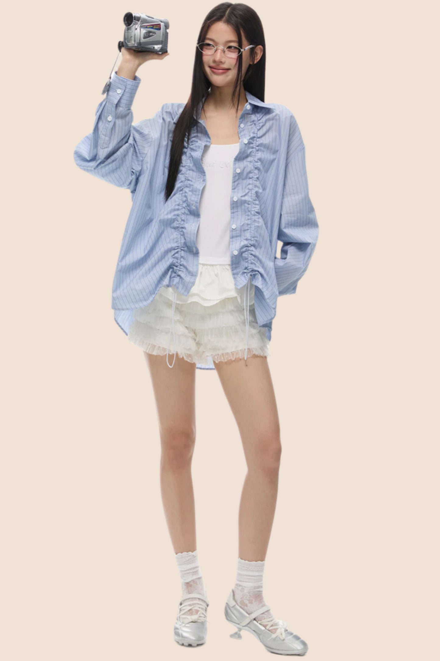 Loose Fit Gathered Shoulder Shirt