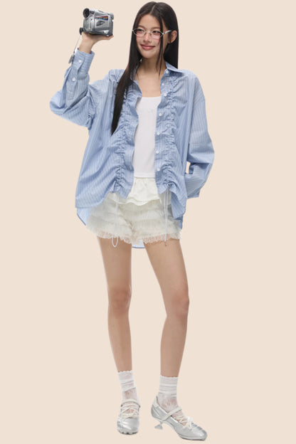 Loose Fit Gathered Shoulder Shirt