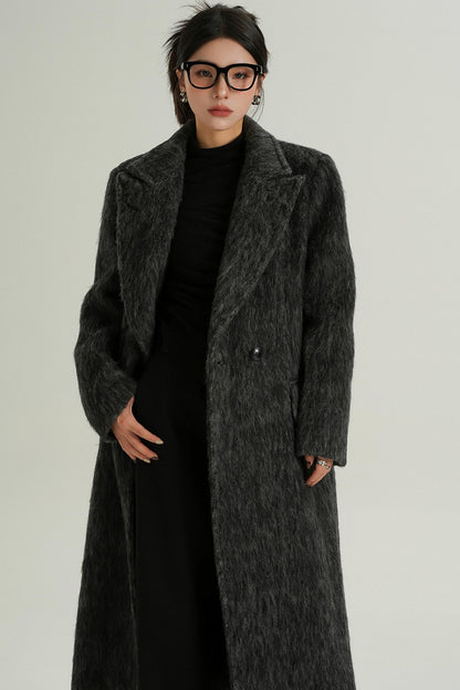 Classic Long Wool Tweed Coat