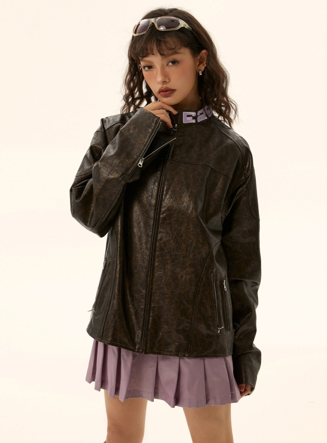 American Retro Loose Leather Brown Jacket