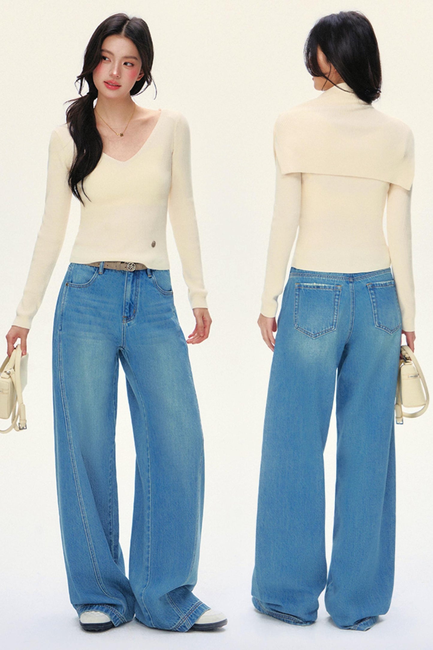 V-Neck Mock-Layer Sweater