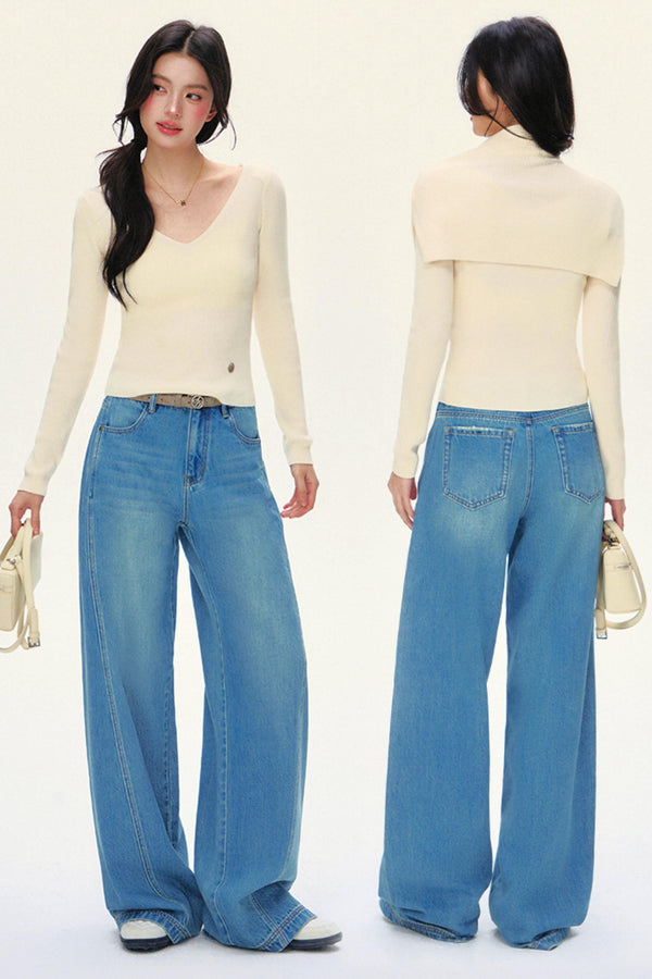 V-Neck Mock-Layer Sweater