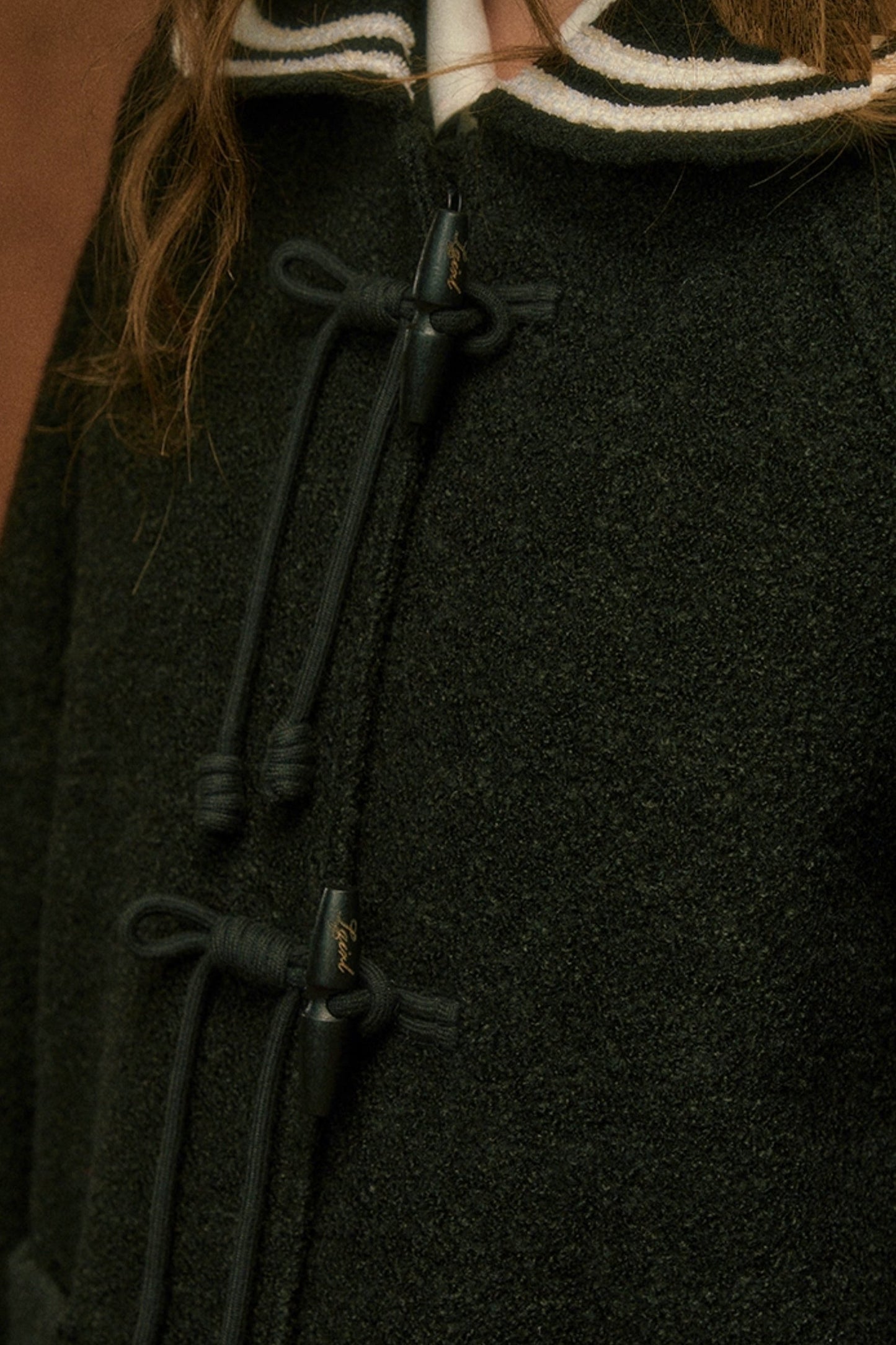 Lambswool Hooded Horn Button Coat