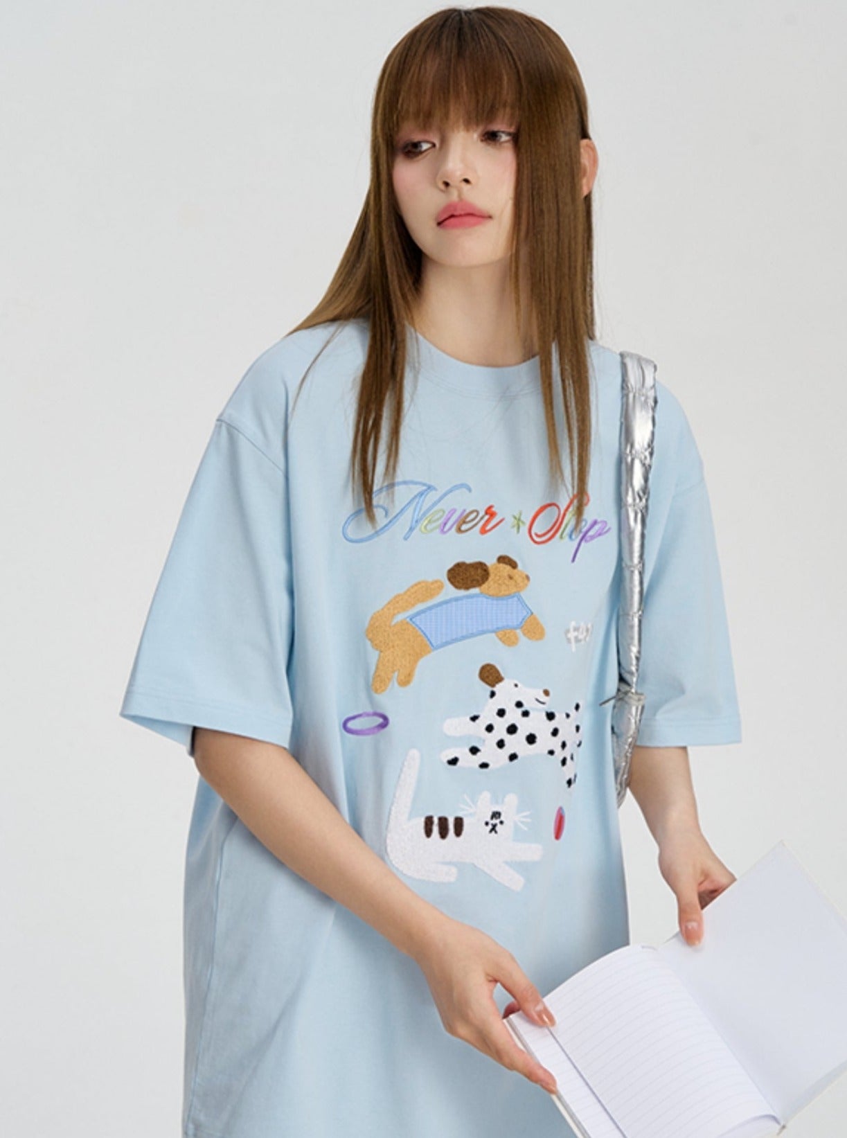 Cat Dog Embroidered T-shirt